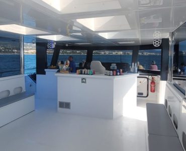 Alquiler catamaran para eventos para grupos de hasta 70 personas en el Puerto Deportivo de Marbella. Barcos & Eventos